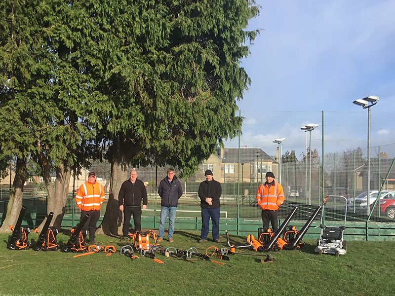 image of members of  Midlothian Council and Agrovista Amenity with Pellenc equipment